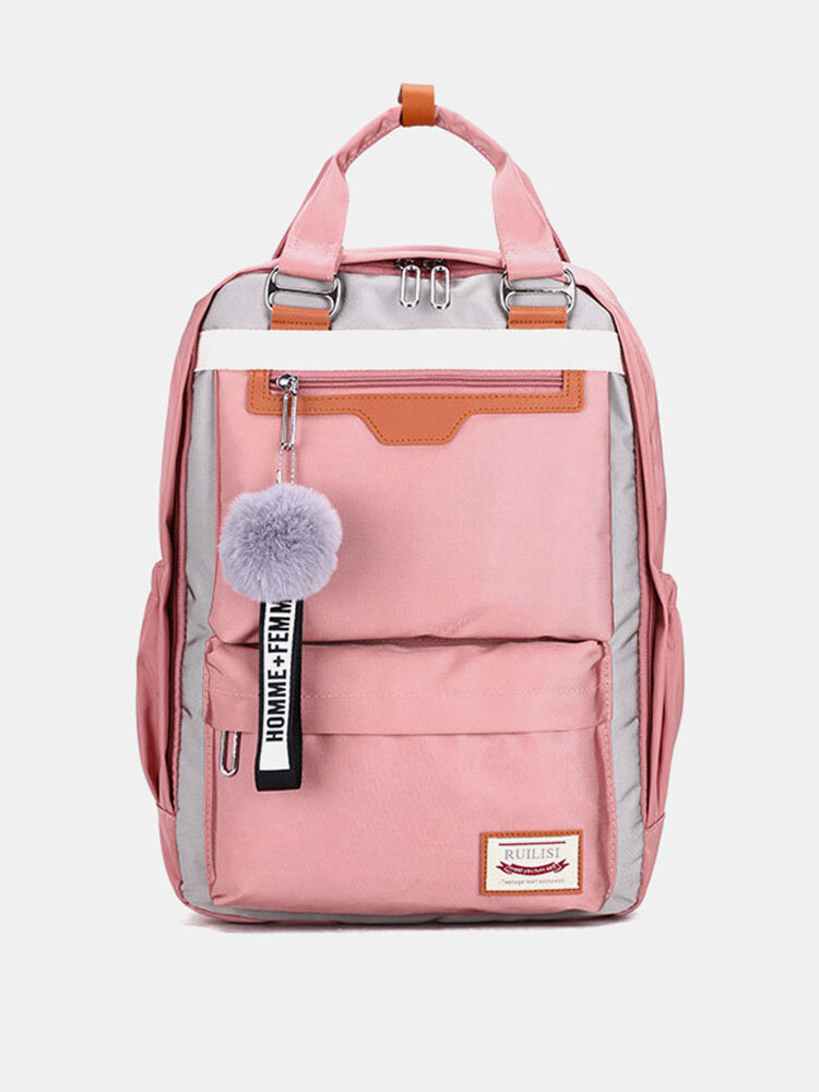 Women Large Capacity School Bag Waterproof Patchwork Backpack 
