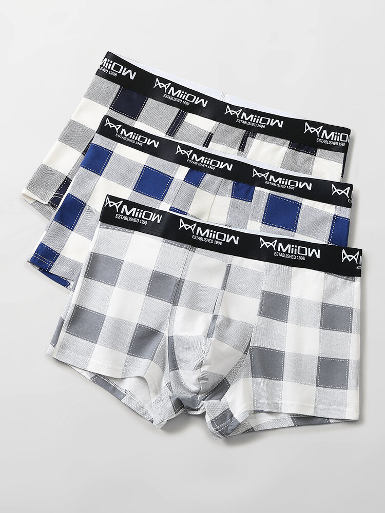Multipacks Plaid Underpants Cotton Comfortable Breathable Boxer Briefs