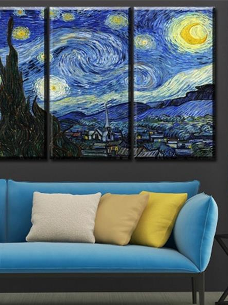 3PCS Sky Unframed Oil Painting Canvas Mysterious Wall Art Living Room Home Decor
