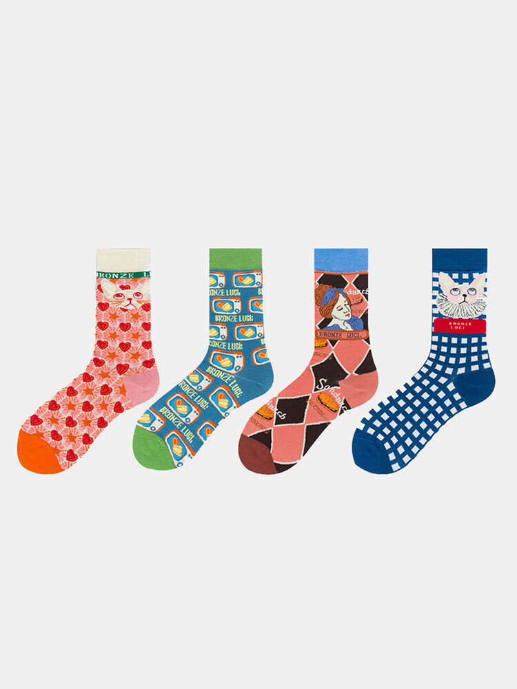 Men & Women Japanese Personality Creative Illustration Cotton Socks