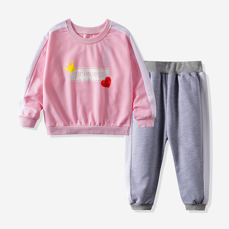 

Girl's Letters Print Sport Set for 1-7Y, Pink