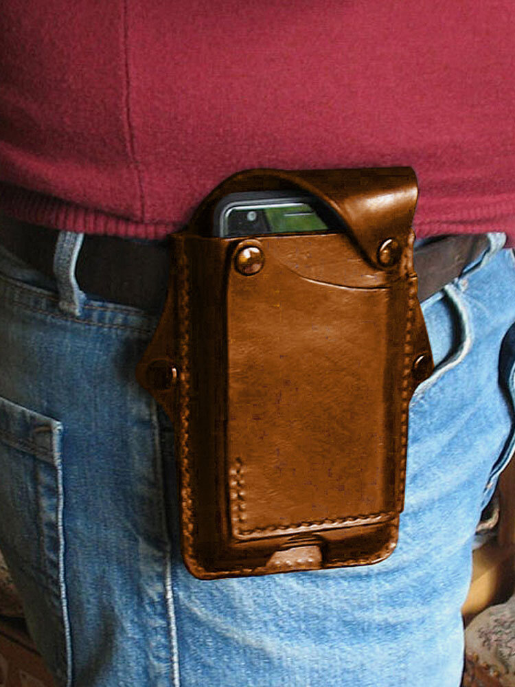 Men EDC 6.3''Inch Genuine Leather Phone Case