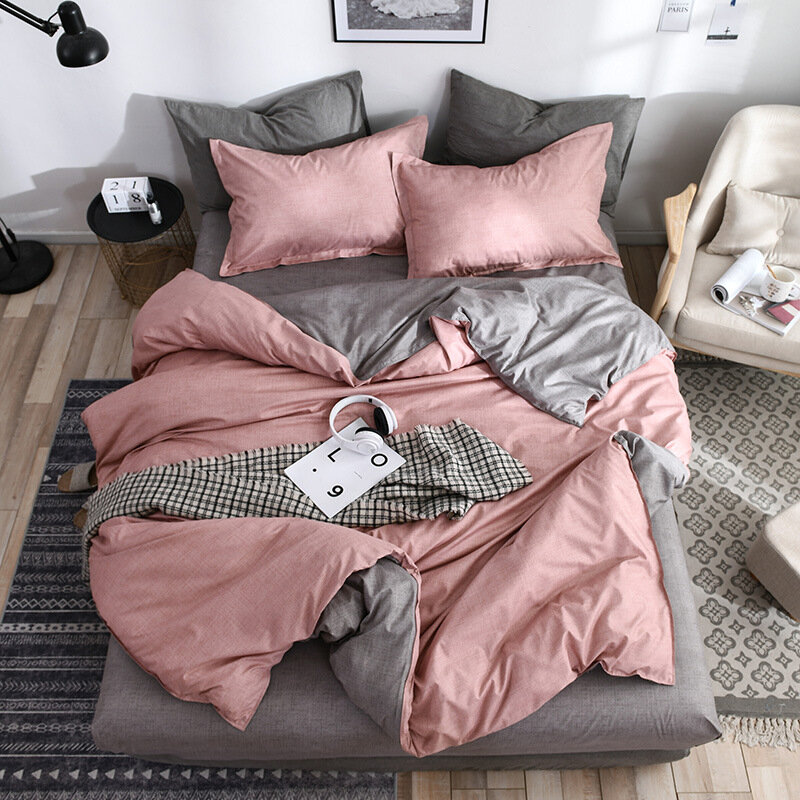 

4Pcs INS Minimalist Lattice Bedding Sets Quilted Quilt Duvet Cover Sheet Pillowcases Queen