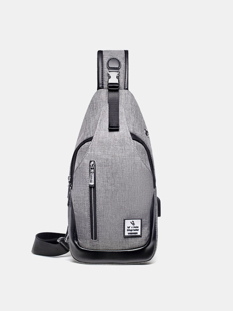 Waterproof Man Outdoor Travel USB Charging Port Crossbody Bag Casual Sling Bag Chest Bag