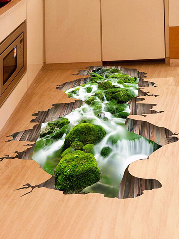 

3D Floor Decor Stream Bathroom Wall Sticker Removable Art Home Decoration