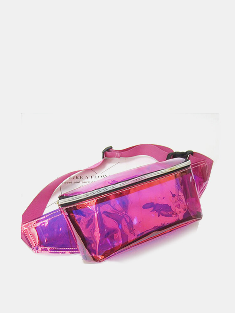 Women Transparent PVC Beach Bag Outdoor Fanny Bag Laser Chest Bag