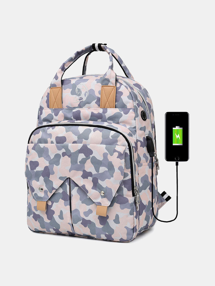 

Multi-function Splashproof Mommy Backpack, Black;pink;camo;pink+grey;gray