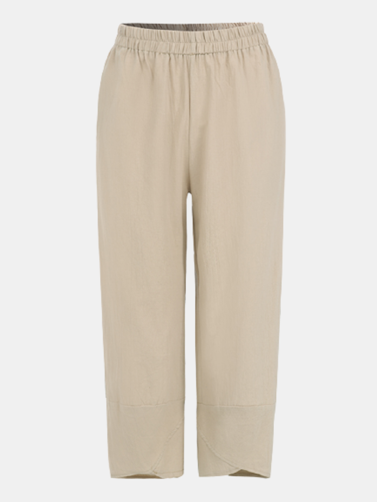 ZANZEA Solid Color Elasitc Waist Plus Size Casual Pants for Women - Newchic