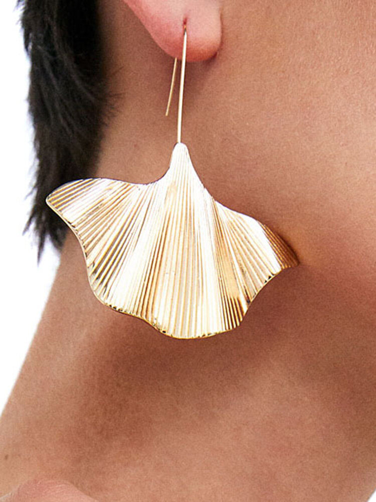 Trendy Ear Drop Earrings Silver Gold Apricot Leaves Plants Ear hook Earrings Jewelry for Women
