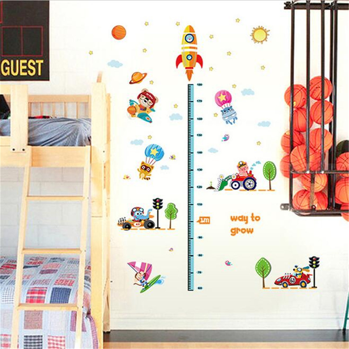 

Space Rocket Height Chart Measure kids room decals decor Wall sticker mural