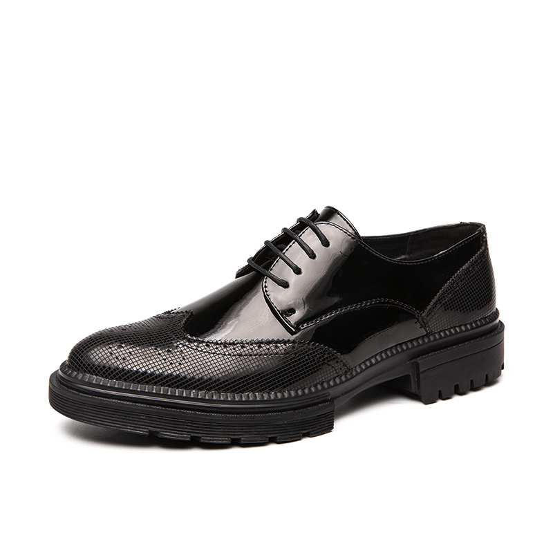 

Men Microfiber Leather Non Slip Business Brogue Casual Formal Shoes, Black