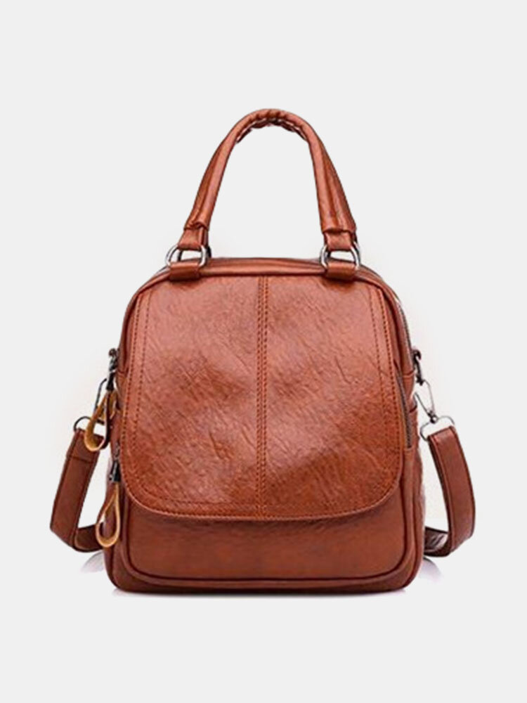 Women Vintage Waterproof PU Leather Multi-Carry Crossbody Bag Shoulder Bag Backpack
