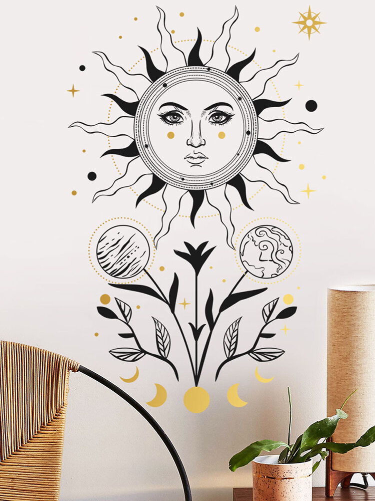 

Sun Moon Flower Cerative Wall Art Sticker Removable Self-adhesive Home Decor Wall Sticker For Bedroom Living Room