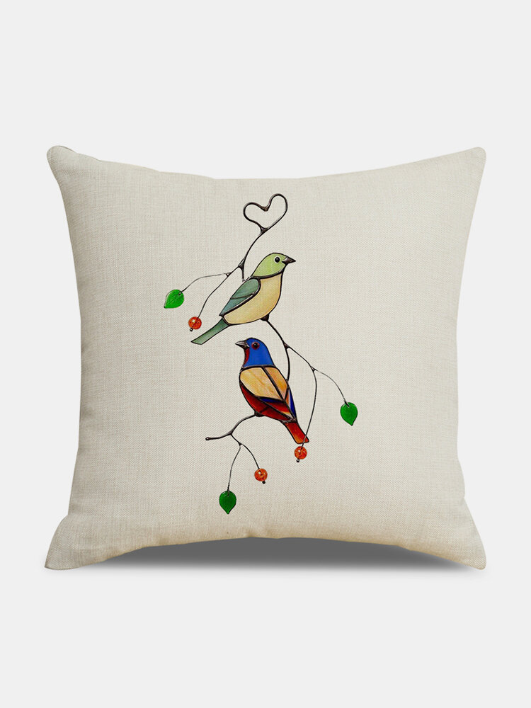 

1PC Colorful Birds Printing Pillowcase Home Decor Sofa Living Room Car Throw Cushion Cover