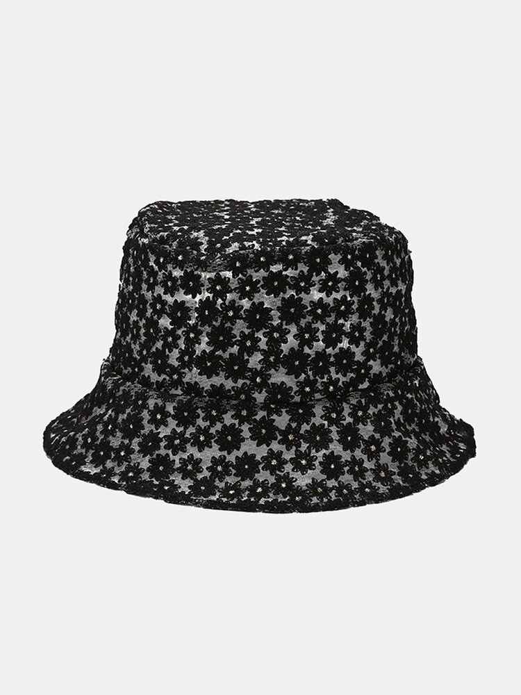 Flower Embroidery Fisherman Hat tTravel Sunscreen Buket Hat Breathable Sun Hat