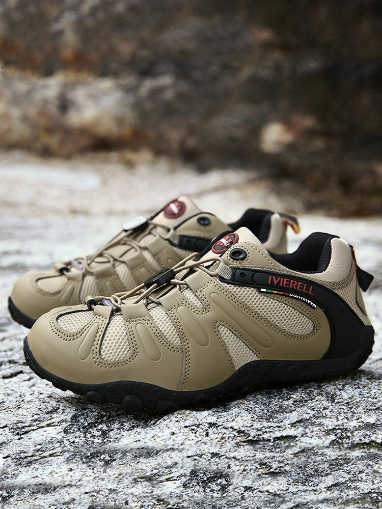 Men Outdoor Mesh Splicing Slip Resistant Casual Hiking Shoes