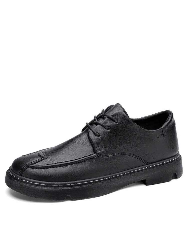 Men PU Leather Slip Resistant Pure Color Casual Shoes