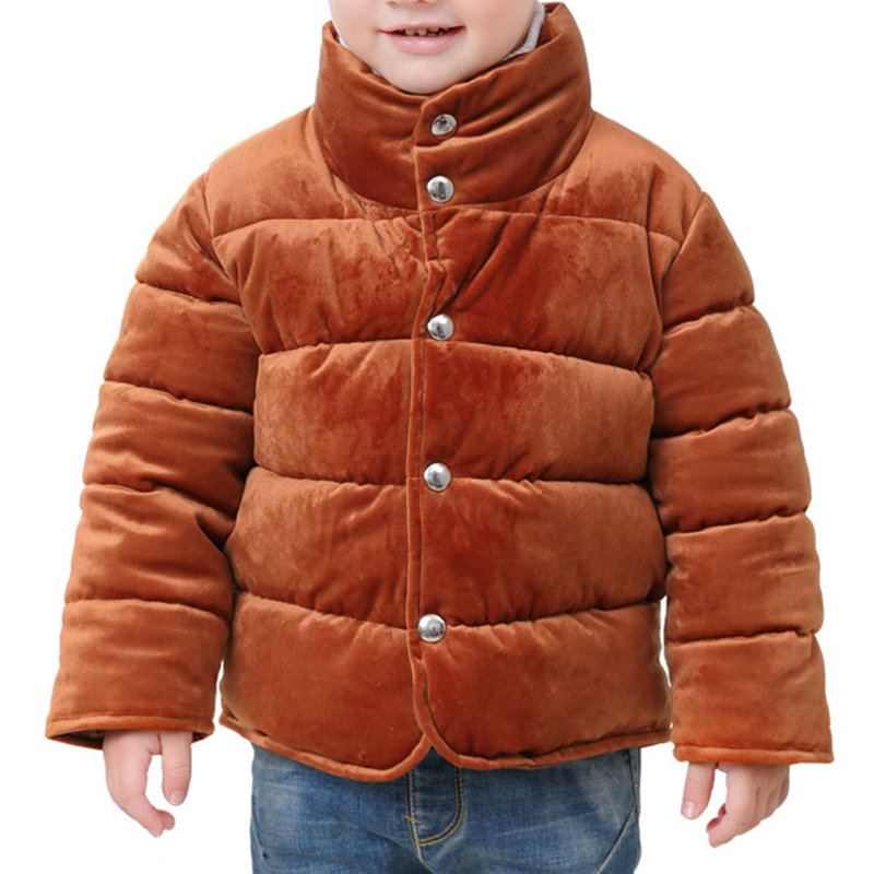 

Solid Color Boys Stand Collar Down Jackets Warm Coats For 2Y-9Y, Red;black;coffee