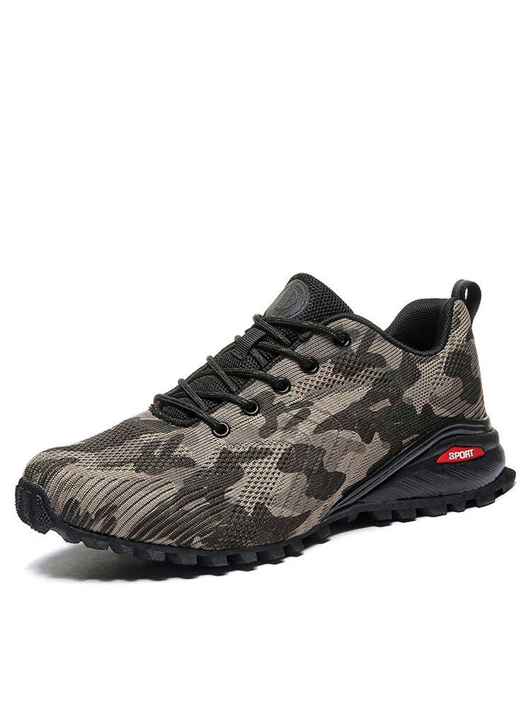 Men Camouflage Knitted Fabric Slip Resistant Outdoor Casual Sneakers