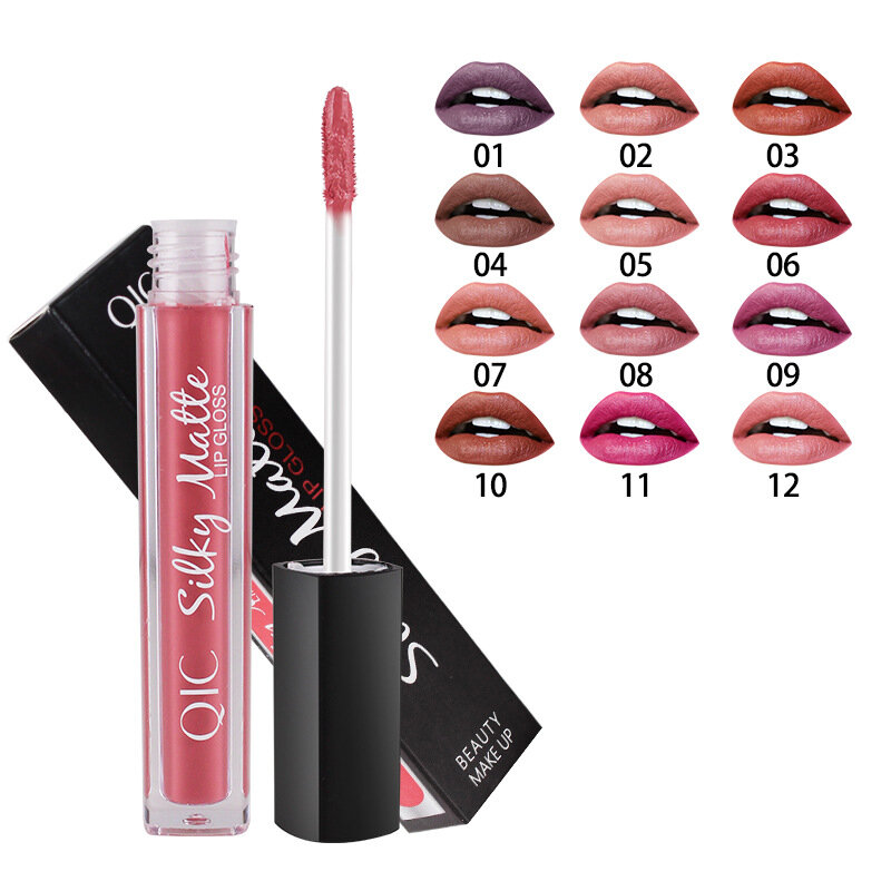 Waterproof Matte Velvet Liquid Lip Gloss Long Lasting 12 Colors Lips For Women