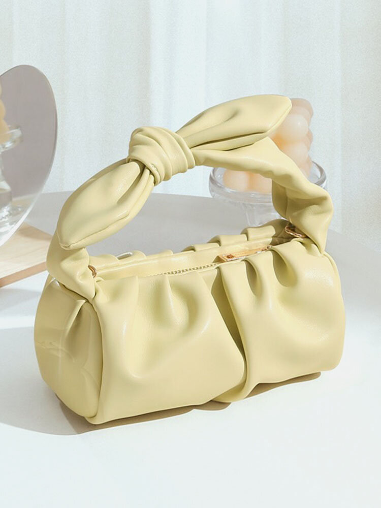 Women Faux Leather Brief Bowknot Chain Handbag Dinner Bag