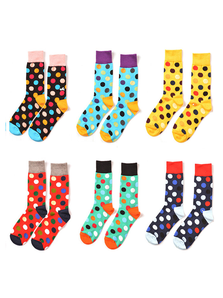 Women's Man's Classic Wild Style Colorful Dot Tube Cotton Socks Casual Cozy Socks