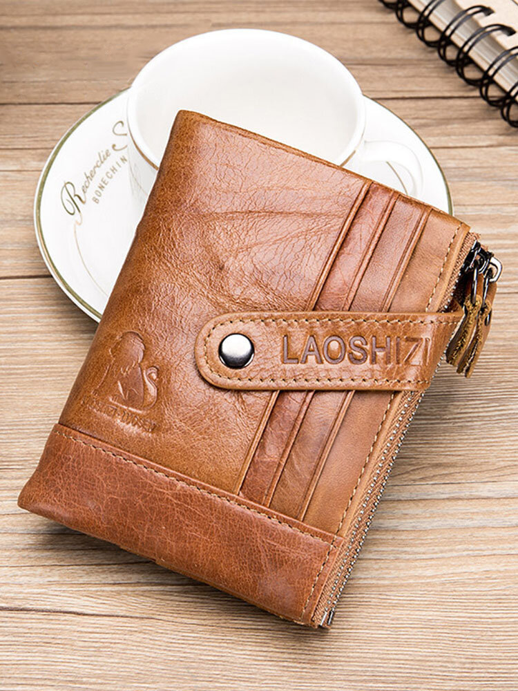 Men Genuine Leather Anti-theft Multi-slot Retro Foldable Card Holder Wallet