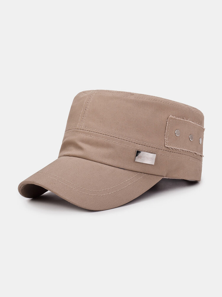Men Adjustable Windproof Wild Cotton Flat Cap Simple Style Outdoor Travel Sunscreen Military Hat