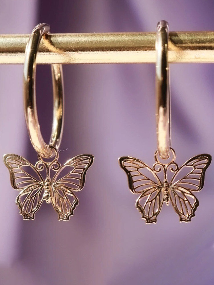Trendy Hollow Butterfly-shaped Alloy Earrings