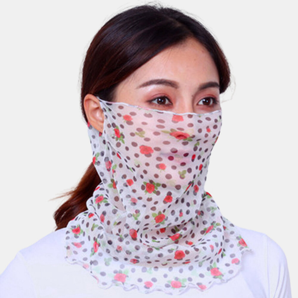 

Women Breathable Thin Face Mask Open Riding Veil Shade Sunscreen Triangle Silk Scarf Neck Mask, #01;#02;#03;#04;#05