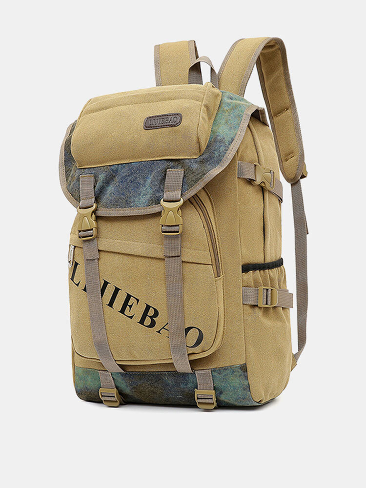 Men Outdoor Canvas Large Capacity 15.6 Inch Laptop Bag Travel Backpack