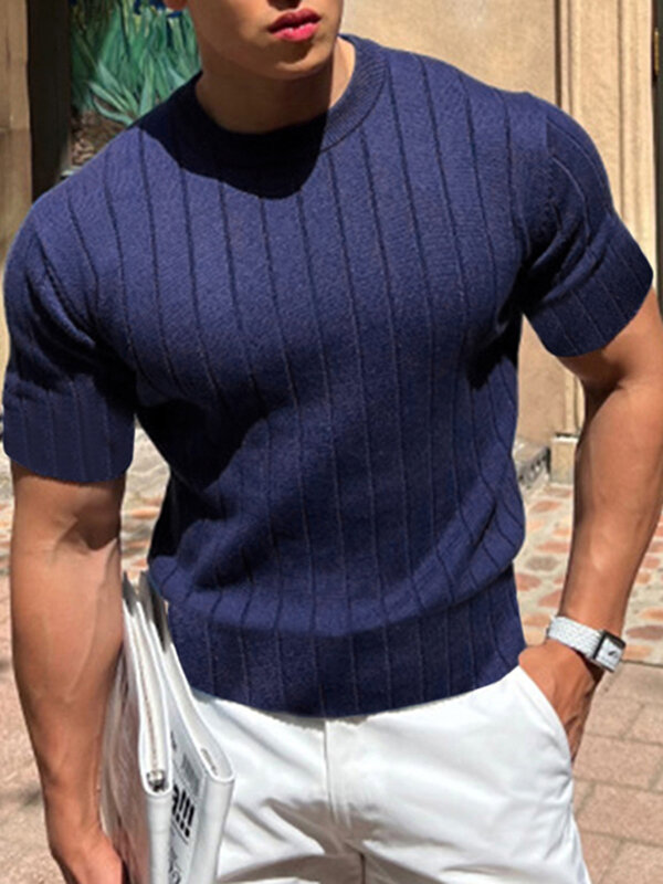 Mens Solid Short Sleeve Knit T-shirt