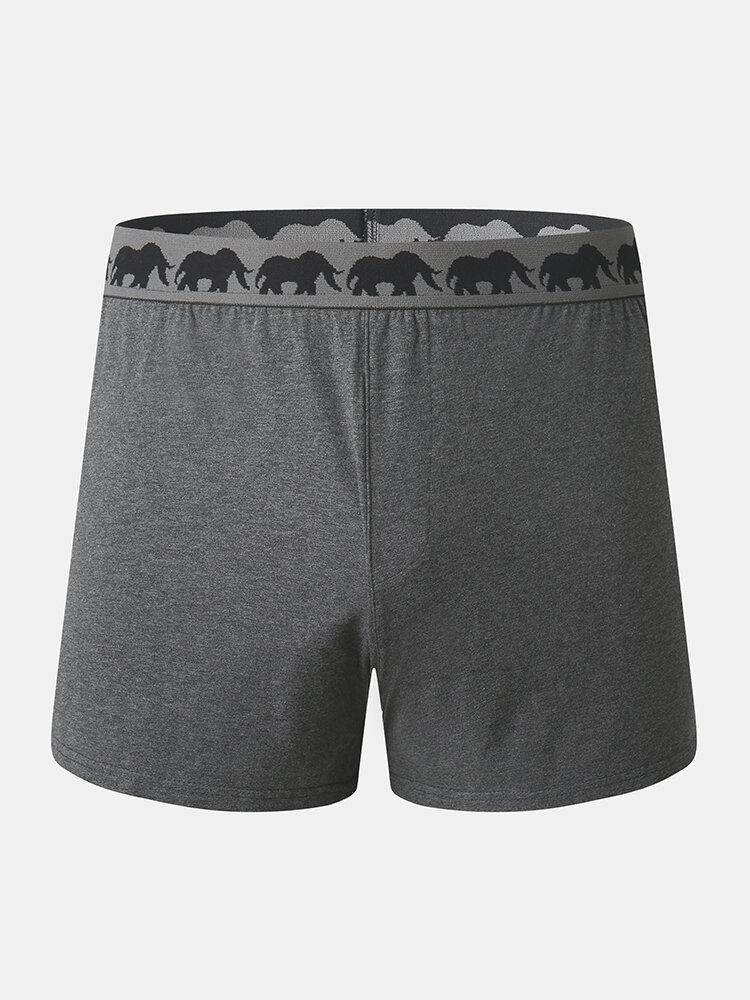 Mens Solid Cotton Elephant Waistband Seamless Comfy Shorts Pajama Bottoms