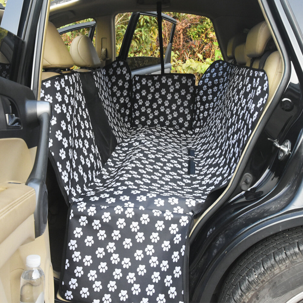 

Pet Car Rear Back Seat Protector Hammock Dog Seat Cover With Safety Net, Black