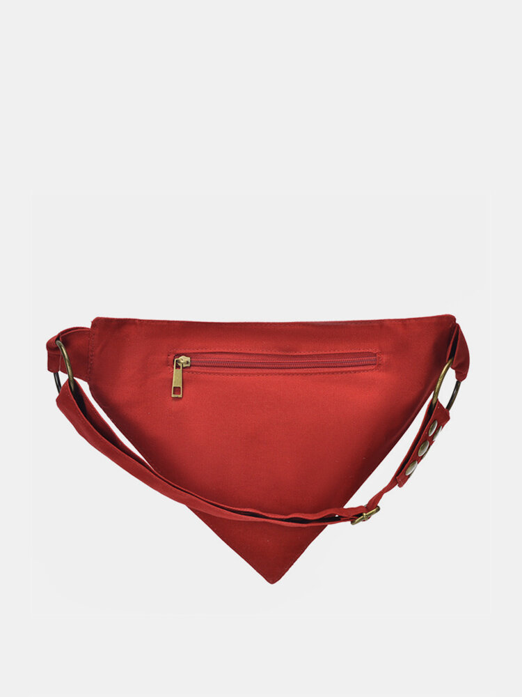 Women Nylon Fabric Vintage Triangle Waist Bag Fashion Multifuctional Phone Bag Crossbody Bag