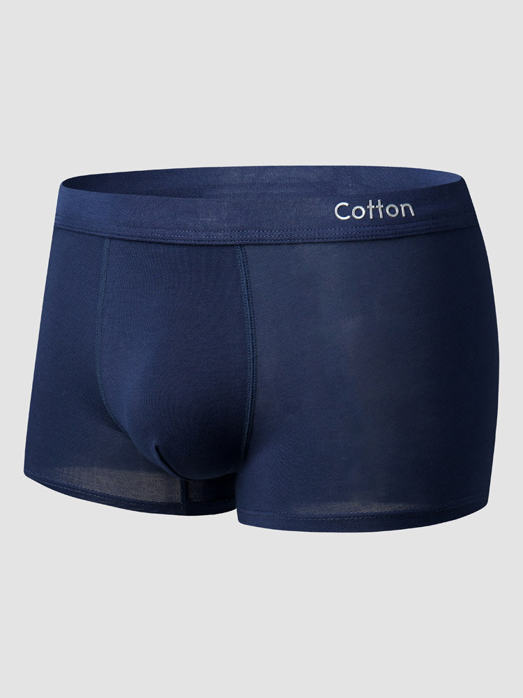 Men Cotton Plain Letter Waist Breathable U Convex Pouches Shorts Boxers Brief