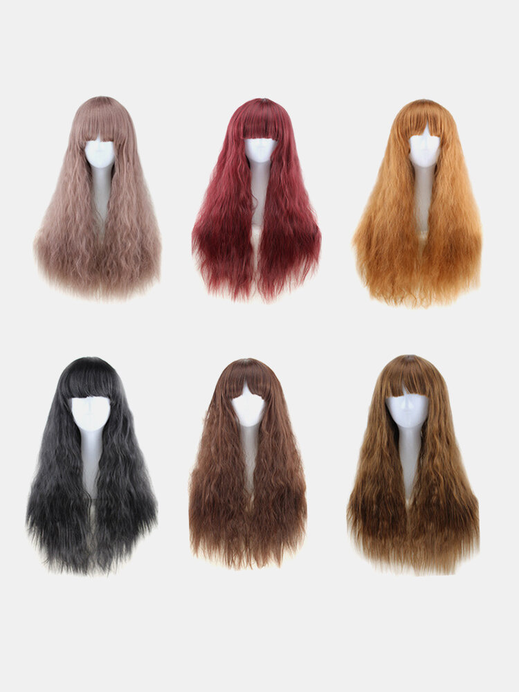 Neat Bangs Corn Hot Wig Fluffy Small Roll Hair Multicolor Chemical Fiber Cosplay Hair Wig