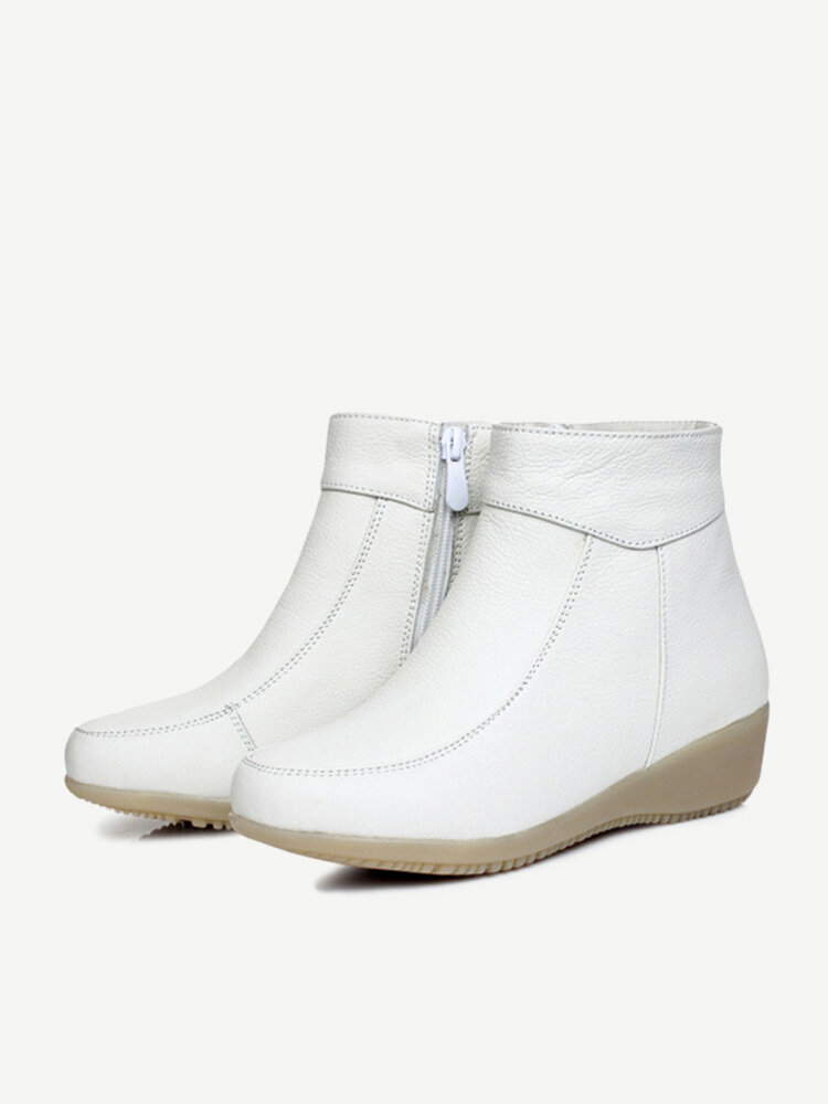 White Soft Sole Fur Lining Casual Boots