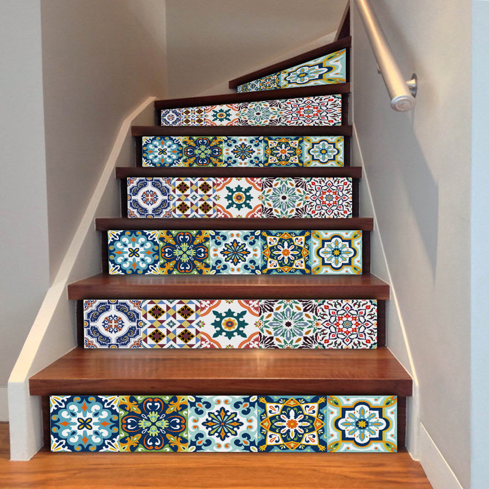 

6Pcs 3D Retro Bohemian DIY Stair Sticker Vinyl Art Wall Decal Home Decor