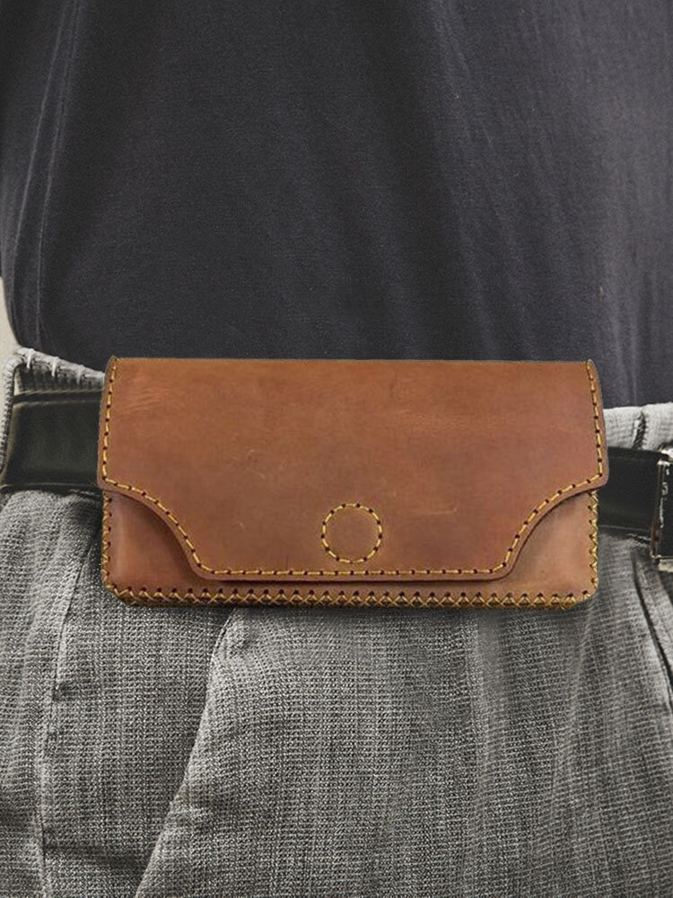 Vintage Genuine Leather 7.2 Inch EDC Cell Phone Case Waist Belt Bag