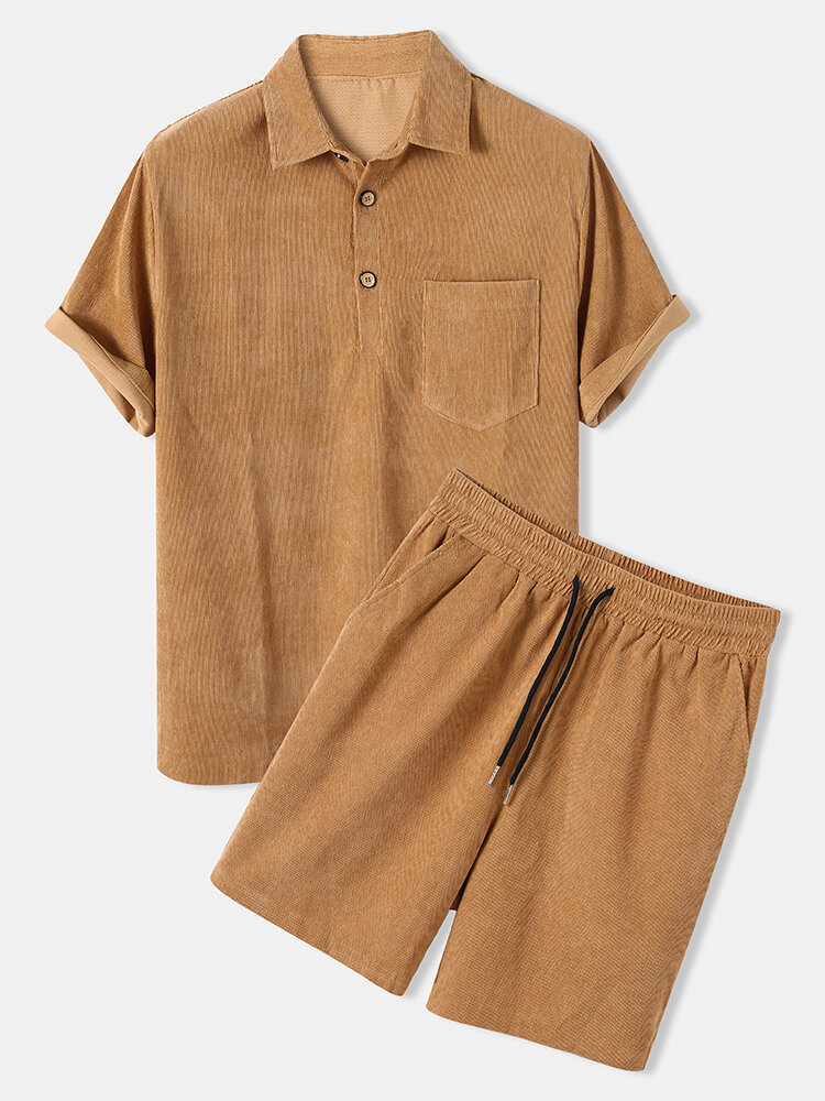 

Corduroy Golf Shirt Short Co-ords, Khaki