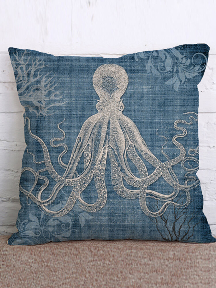 Ocean Creation Pattern Linen Pillow Case Home Fabric Sofa Cushion Cover