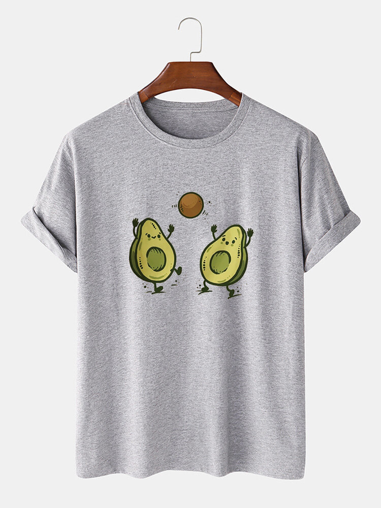 Mens Funny Avocado Pattern 100% Cotton Short Sleeve T-Shirt