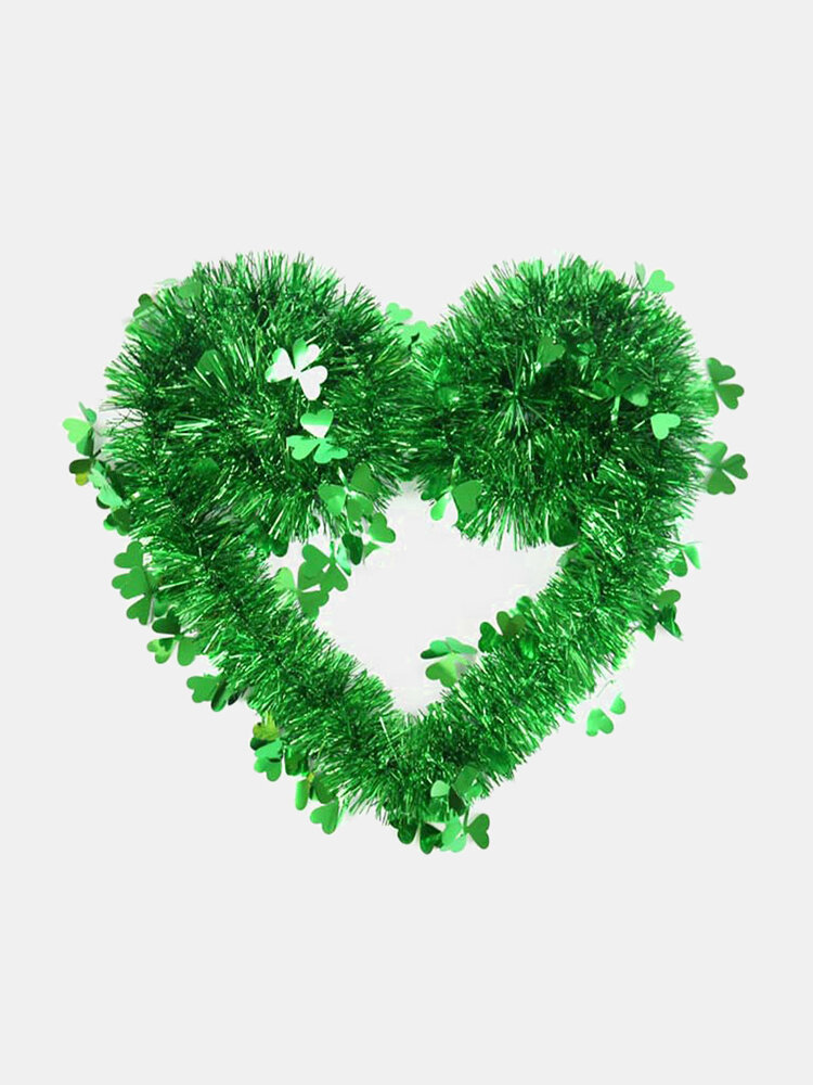 

Happy St. Patrick's Day Green Clover Flower Ribbon Pendant Wedding Home Door Wall Yard Indoor Outdoor Irish Party Decor