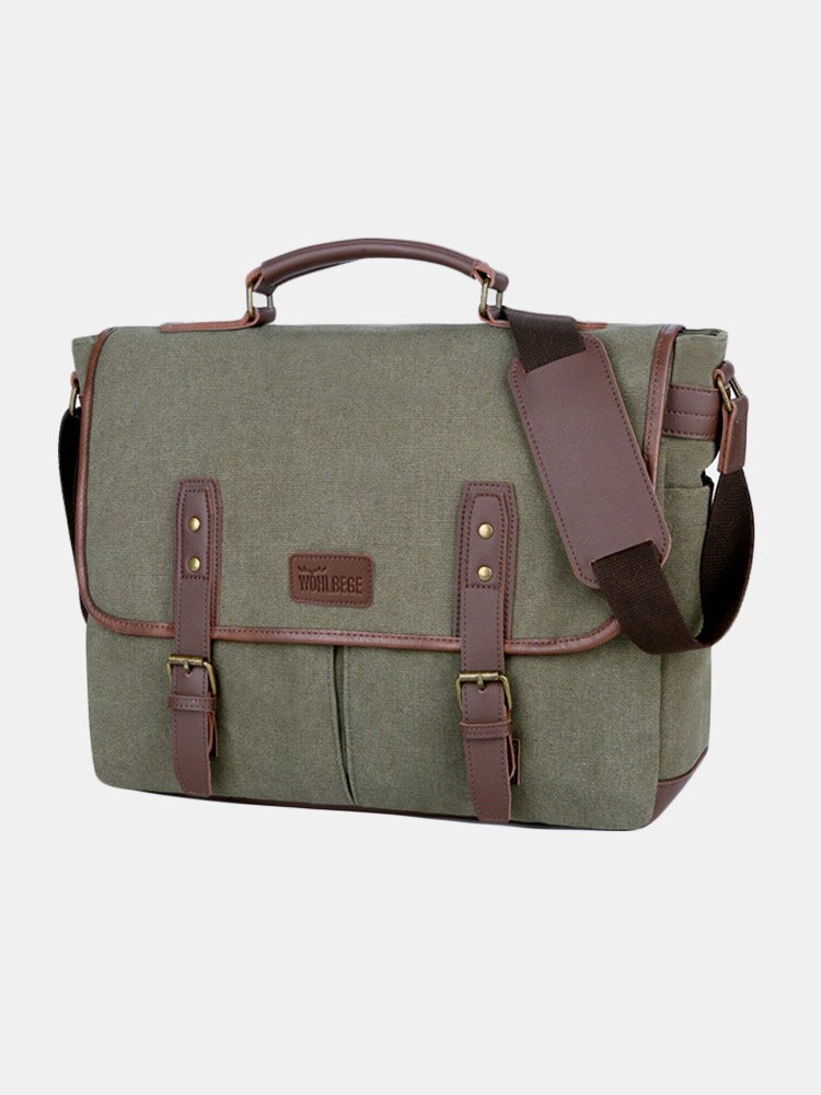 Men Canvas Magnetic Snap Wear-Resisting Large Capacity Laptop bag Briefcases