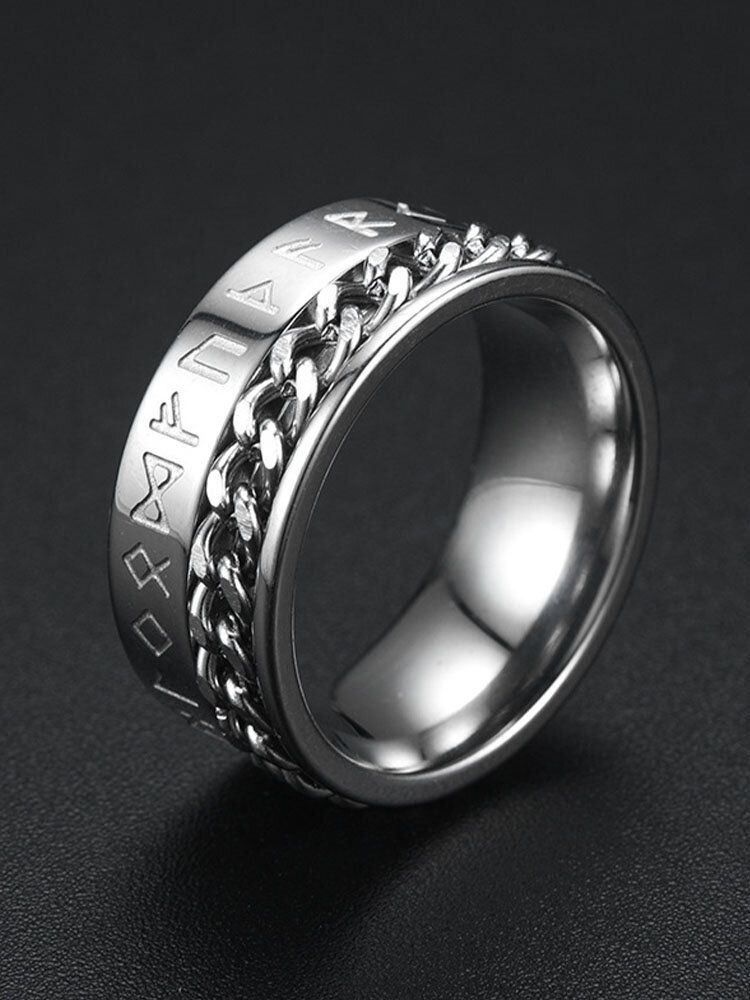 1 Pcs Casual Personality Roman Numeral Chain Rotating Stainless Steel Ring