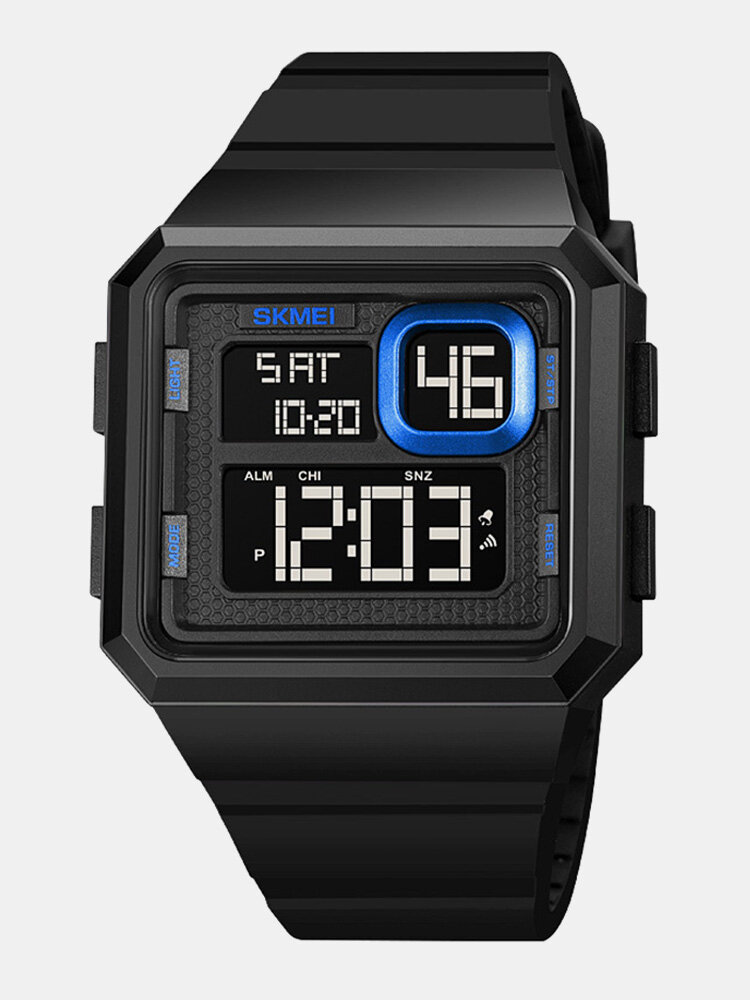 4 cores Silicone relógios esportivos com mostrador retângulo inteligente Relógios luminosos multifuncionais digitais