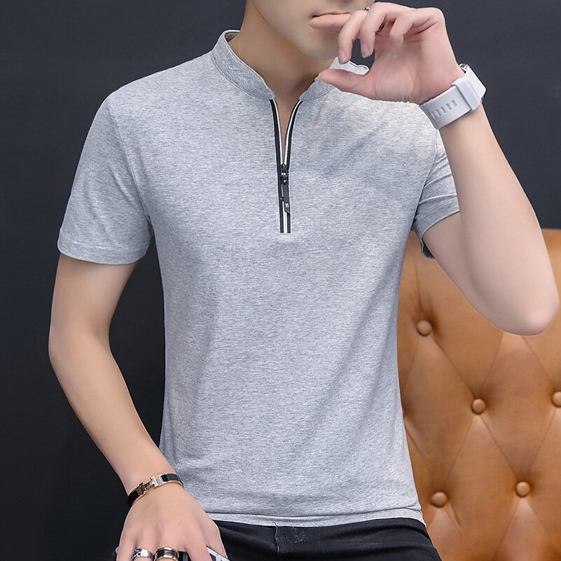 Men's short-sleeved t-shirt slim lapel shirt 2019 summer new trend Korean casual men's shirt wholesale