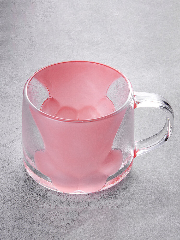 

Glass Cat Claw Shape Coffee Mug Cute Cat Claw Milk Cup Two Colors Combined Water Mug Tea Juice Cup