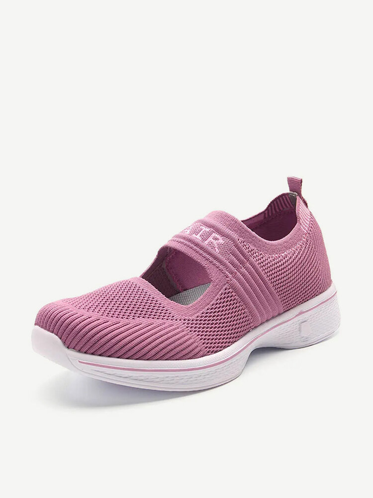 Women Outdoor Walking Air Mesh Breathable Elastic Band Sneakers Shoes